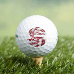 Candy Cane Swirl met naam Golfballen