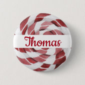 Candy Cane Swirl met naam Ronde Button 5,7 Cm (Voorkant)
