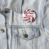 Candy Cane Swirl met naam Ronde Button 5,7 Cm (In situ)