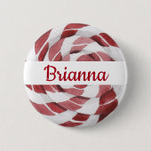 Candy Cane Swirl met naam Ronde Button 5,7 Cm (Voorkant)