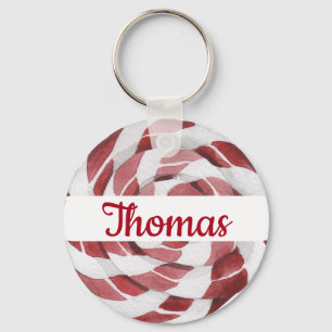 Candy Cane Swirl met naam Sleutelhanger