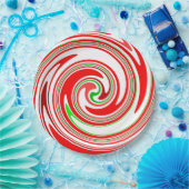 Candy Cane Swirl Red White Green Festive Papieren Bordje (Feest)