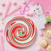 Candy Cane Swirl Red White Green Festive Papieren Bordje (Feest)