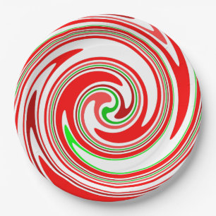 Candy Cane Swirl Red White Green Festive Papieren Bordje