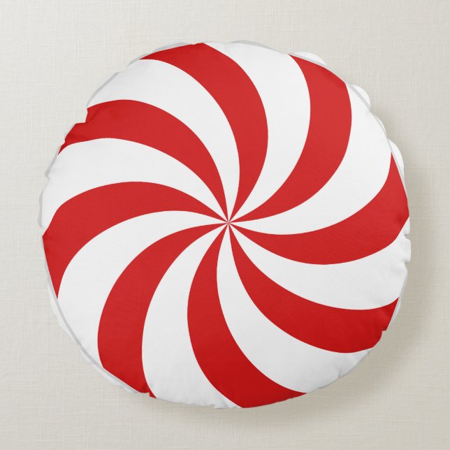 Candy cane swirl rond kussen (Voorkant)