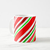 Candy Cane Swirl Rood Groen Wit Strepen Feestelijk Koffiemok (Voorkant links)