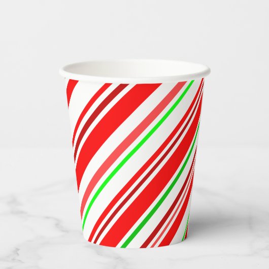 Candy Cane Swirl Stripes kerstrood wit Papieren Bekers (Achterkant)