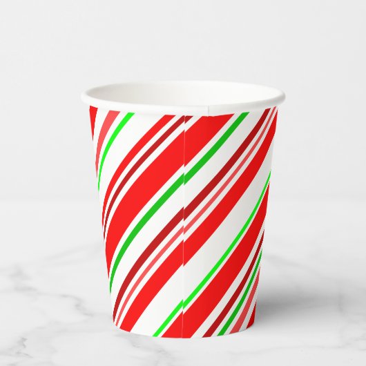 Candy Cane Swirl Stripes kerstrood wit Papieren Bekers (Rechts)