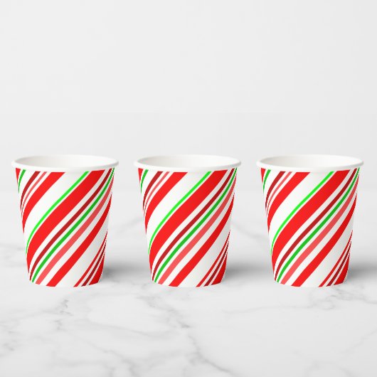 Candy Cane Swirl Stripes kerstrood wit Papieren Bekers (Multi)