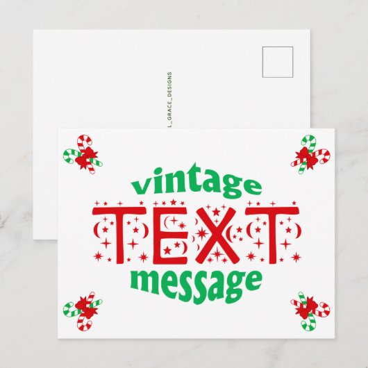 Candy Cane Tekstbericht Vakantie Post Kaart (Voorkant / Achterkant)