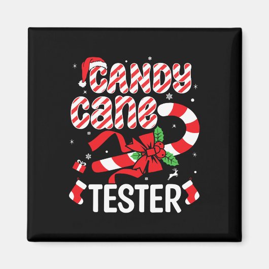 Candy Cane Tester Crew - Grappige Kerstvakantie M Magneet (Voorkant)