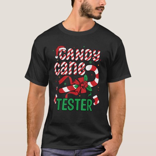 Candy Cane Tester Funny Christmas 2024 Holiday Men T-shirt (Voorkant)
