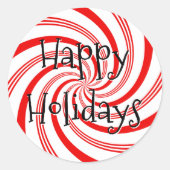 Candy Cane Twirl Ronde Sticker (Voorkant)