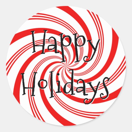 Candy Cane Twirl Ronde Sticker (Voorkant)
