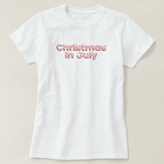 Candy Cane Typografie Kerstmis in juli T-shirt (Design voorkant)