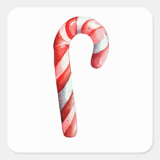 Candy Cane Vierkante Sticker (Voorkant)
