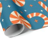 Candy cane vintage Christmas retro pattern Cadeaupapier (Rol Hoek)
