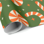 Candy cane vintage kerstretro patroon cadeaupapier (Rol Hoek)