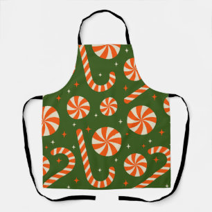 Candy cane vintage kerstretro patroon schort