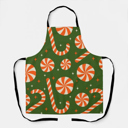 Candy cane vintage kerstretro patroon schort (Voorkant)