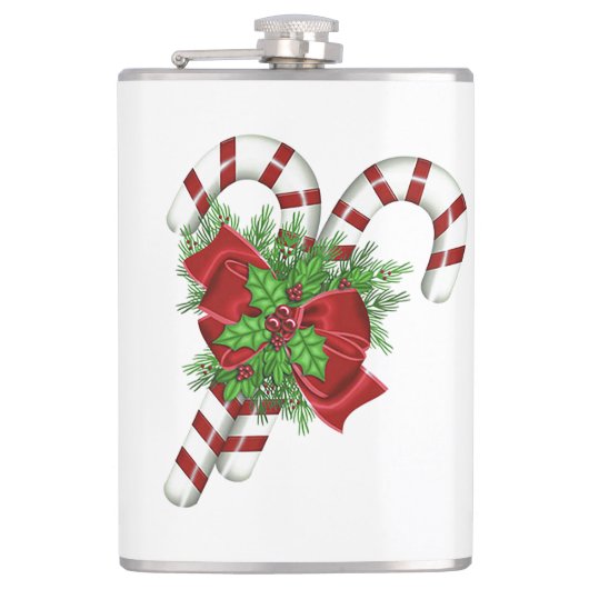 Candy Cane Vinyl Omwikkelde Flask Heupfles (Voorkant)