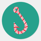 Candy Cane Vishaak Kerststicker Zegel (Voorkant)