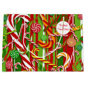 Candy Cane Voeg Names Christmas toe Groot Cadeauzakje (Voorkant)