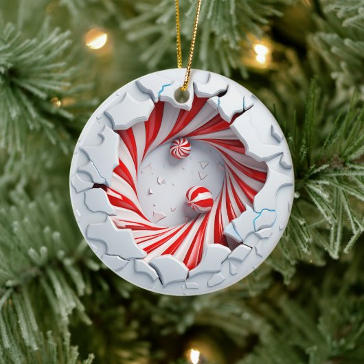 Candy Cane Vortex Pepermunt Twist Keramisch Ornament (Boom)