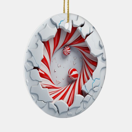 Candy Cane Vortex Pepermunt Twist Keramisch Ornament (Rechts)