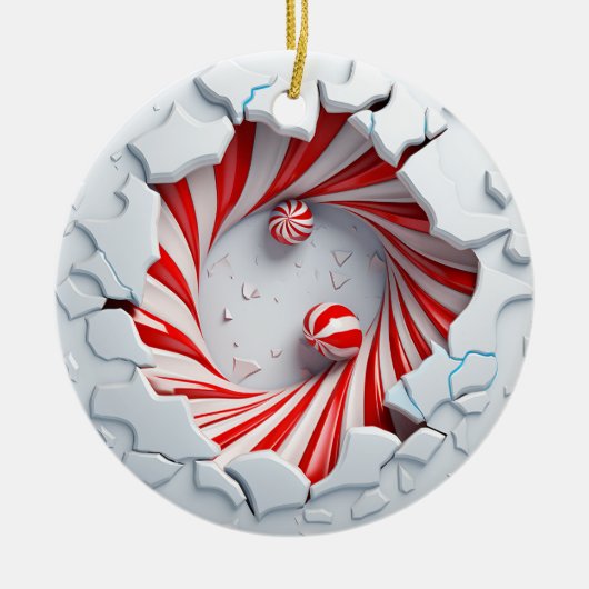 Candy Cane Vortex Pepermunt Twist Keramisch Ornament (Voorkant)