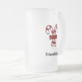 Candy Cane Vriendschap Matglas Bierpul (Voorkant rechts)