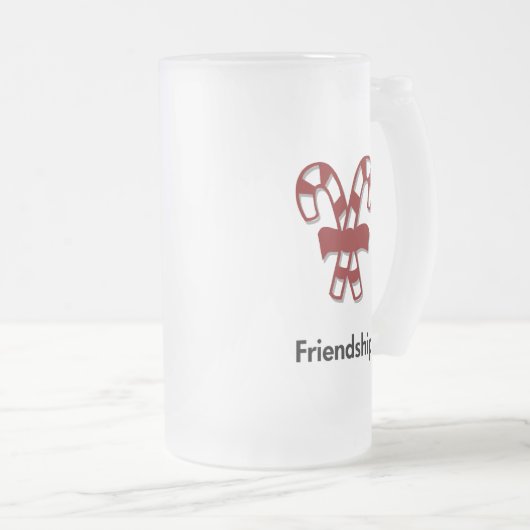Candy Cane Vriendschap Matglas Bierpul (Voorkant rechts)
