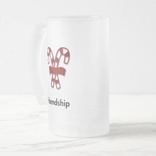 Candy Cane Vriendschap Matglas Bierpul (Voorkant links)