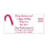 Candy Cane Vrolijk Kerstfeest Gelukkig Nieuwjaar Zelfinktende Stempel (Design)