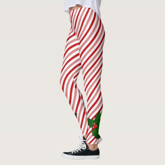 Candy Cane w/Holly - Leggings (Links)