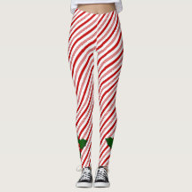 Candy Cane w/Holly - Leggings