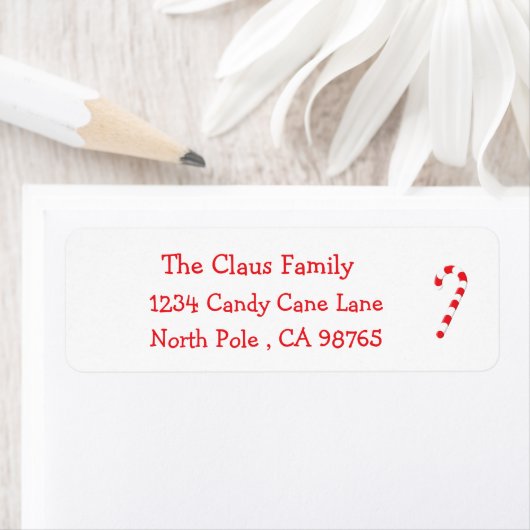 Candy Cane White Holiday Return Address Label (Insitu)