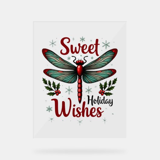 Candy Cane Wings Dragonfly Acryl Bord (Voorkant)