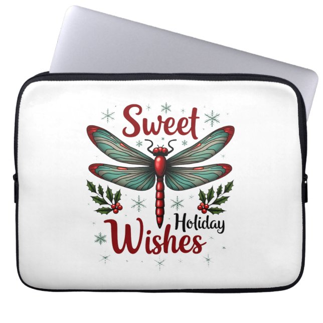 Candy Cane Wings Dragonfly Laptop Sleeve (Voorkant)