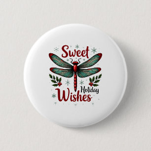 Candy Cane Wings Dragonfly Ronde Button 5,7 Cm
