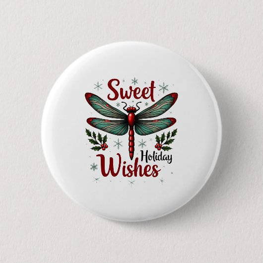 Candy Cane Wings Dragonfly Ronde Button 5,7 Cm (Voorkant)