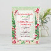 Candy Cane Winter Pepermunt Bos Kerstmis Kaart (Staand voorkant)