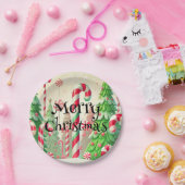 Candy Cane Winter Pepermunt Bos Kerstmis Papieren Bordje (Feest)