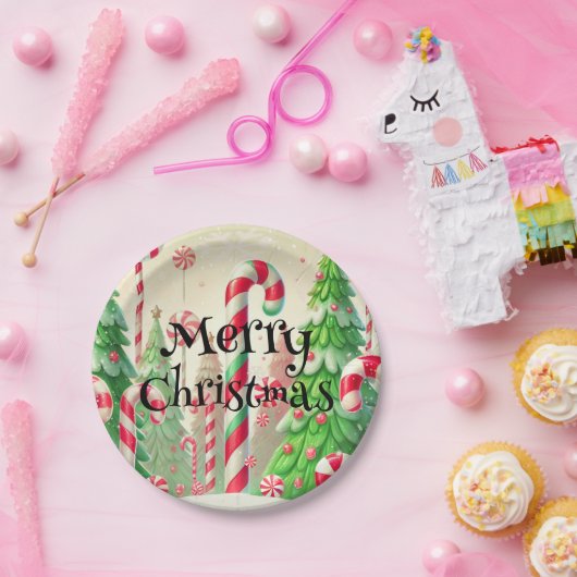 Candy Cane Winter Pepermunt Bos Kerstmis Papieren Bordje (Feest)