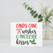 Candy Cane Wishes and Mistletoe Kisses Feestdagenkaart (Staand voorkant)
