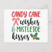 Candy Cane Wishes and Mistletoe Kisses Feestdagenkaart (Voorkant)