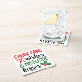 Candy Cane Wishes and Mistletoe Kisses Kartonnen Onderzetters (Insitu)