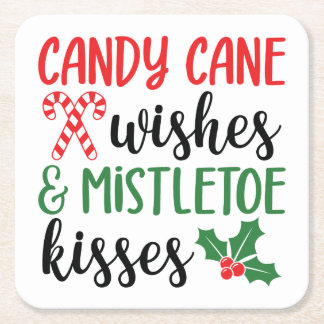 Candy Cane Wishes and Mistletoe Kisses Kartonnen Onderzetters