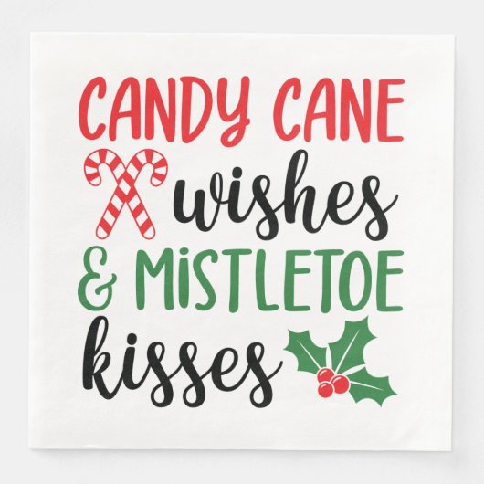 Candy Cane Wishes and Mistletoe Kisses Servet (Voorkant)