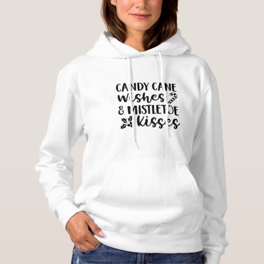 Candy Cane Wishes Mistletoe Kisses Feestelijk Meis Hoodie (Voorkant)